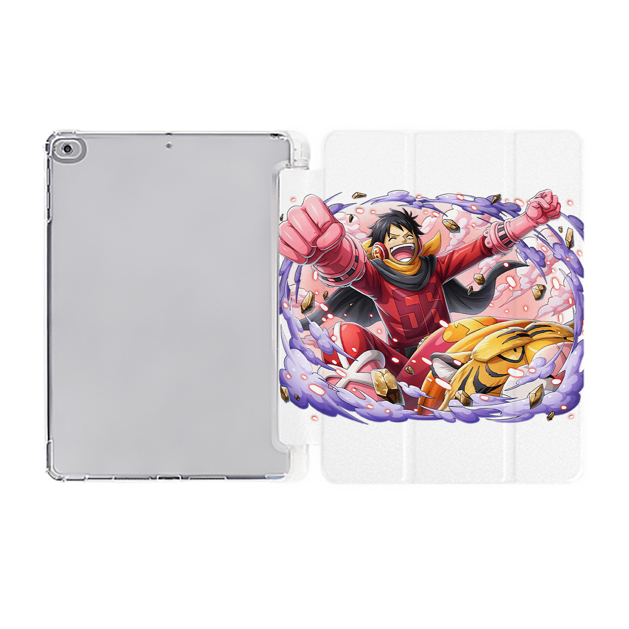 （画像用） ワンピース モンキー・D・ルフィ ONE PIECE Monkey D. Luffy IPad ケース ペン収納付き 三つ折りスタンド PUレザー×シリコン 対応機種9.5/10.5/10.9インチ